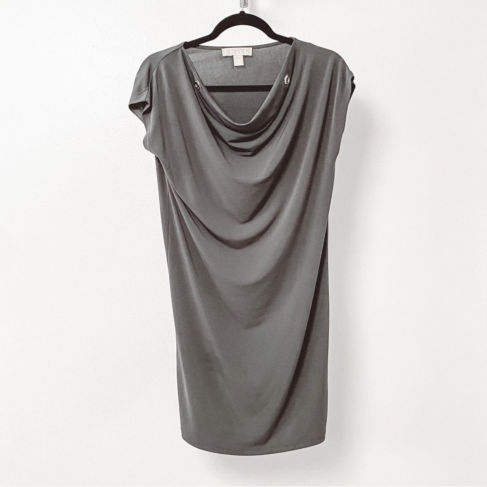 Michael Michael Kors Preppy Fall Winter Chic Cowl Neck Grommet Gray‎ Mini Dress